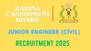 Cantonment Board Babina Junior Engineer Jobs 2025